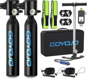 0.5L Mini Scuba Tank with Pump, Portable Diving Tank, Lung Tank Kits with 3000 PSI Max Pressure, Reusable Scuba Diving Kit Gear with Pump Underwater Breathing Training