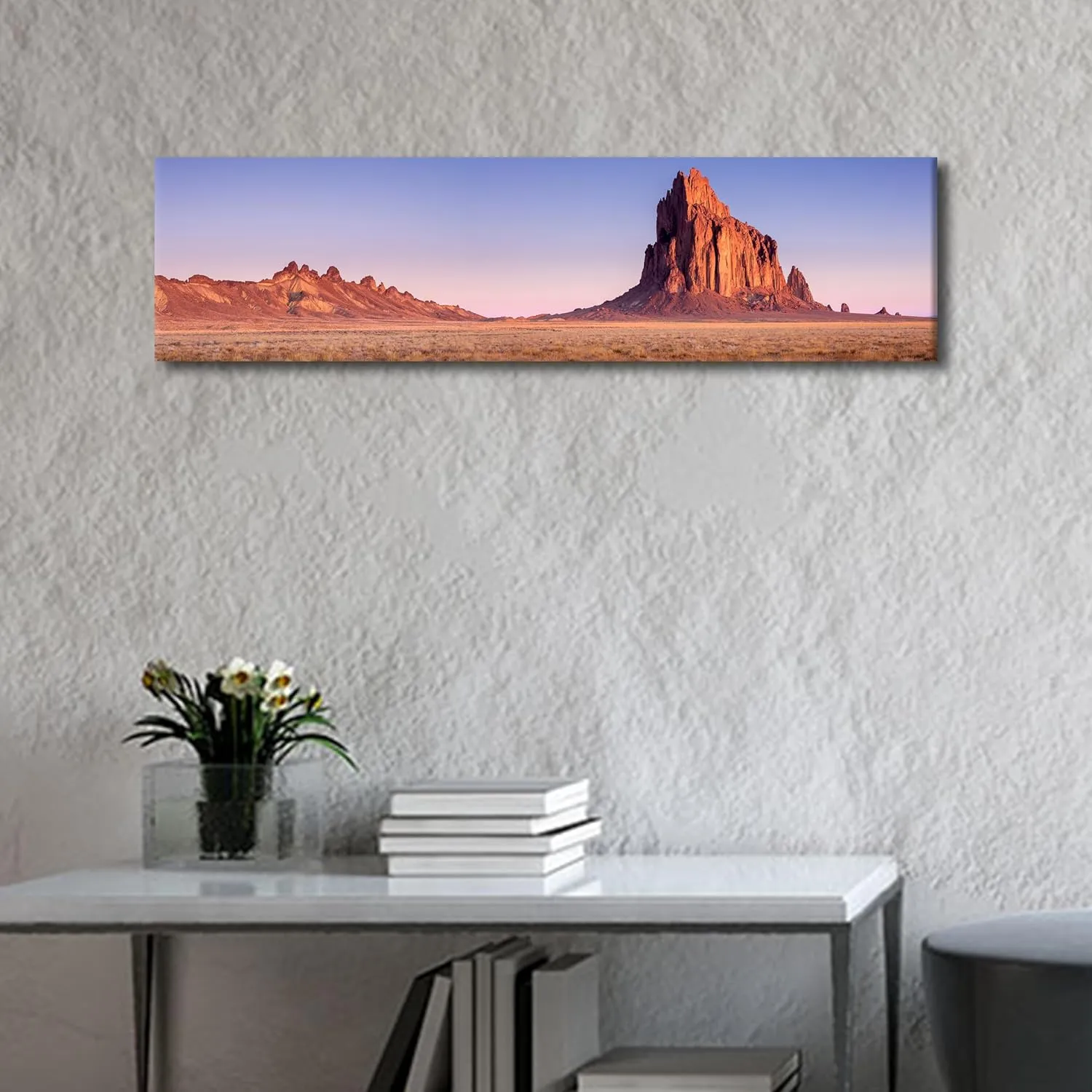 1 Panel Modern Wall Art Shiprock New Mexico Southwestern Desert Landscape Posters and Prints for Living Room Bedroom Decoration, Wooden Framed Gallery-Wrapped Ready to Hang, 12" Wx46 H