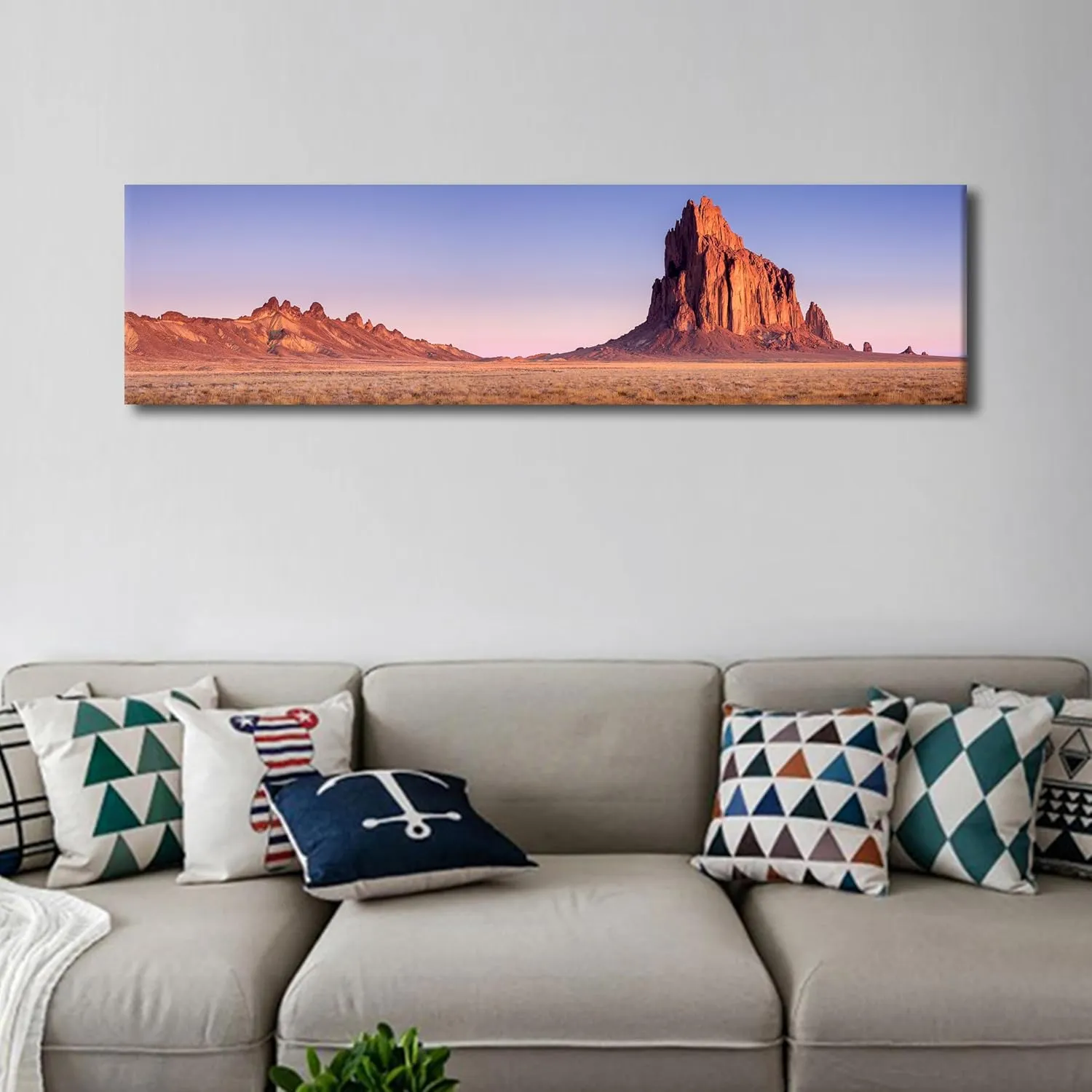 1 Panel Modern Wall Art Shiprock New Mexico Southwestern Desert Landscape Posters and Prints for Living Room Bedroom Decoration, Wooden Framed Gallery-Wrapped Ready to Hang, 12" Wx46 H