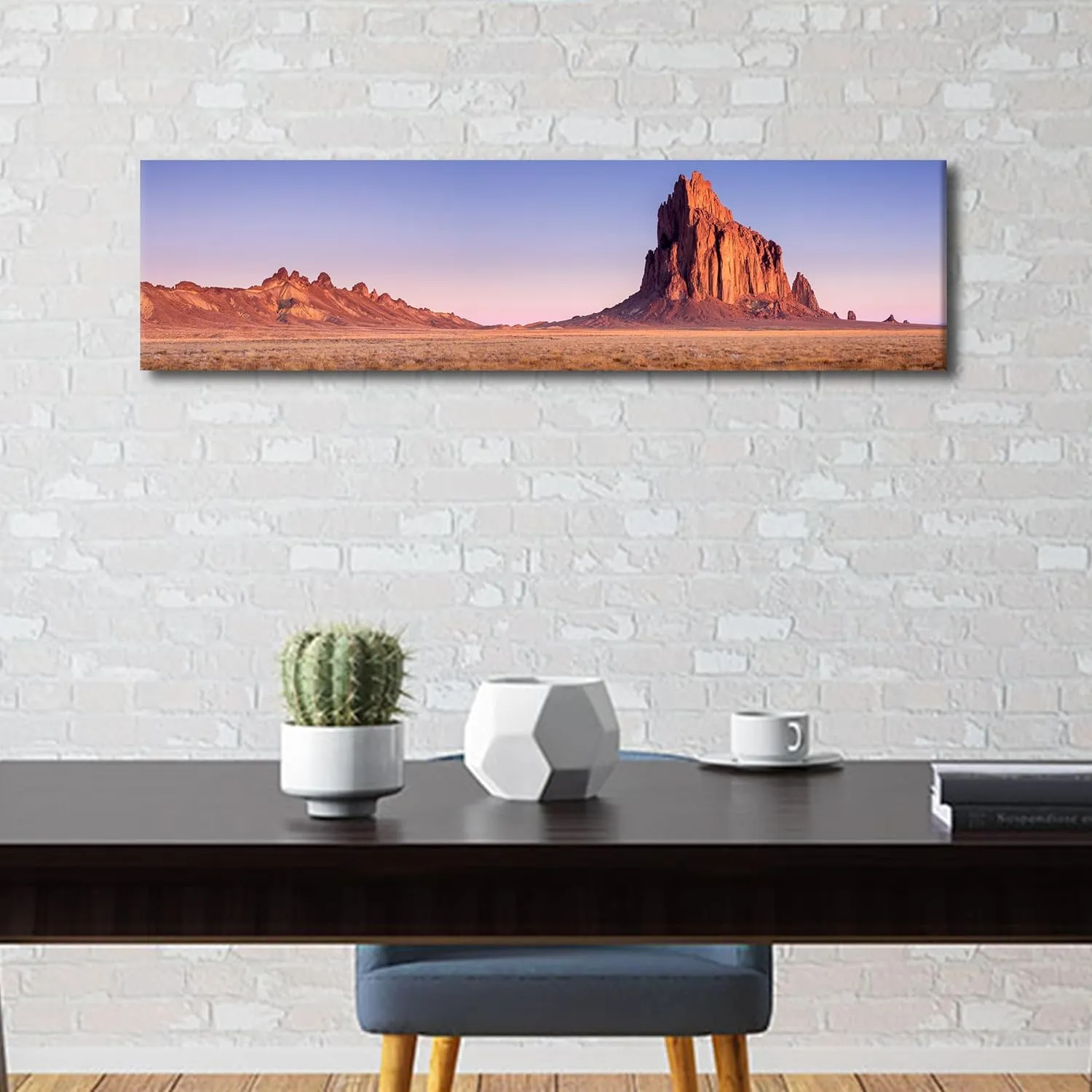 1 Panel Modern Wall Art Shiprock New Mexico Southwestern Desert Landscape Posters and Prints for Living Room Bedroom Decoration, Wooden Framed Gallery-Wrapped Ready to Hang, 12" Wx46 H