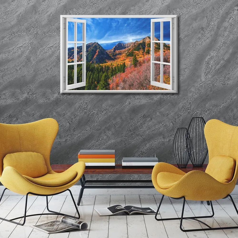 1 Pieces Wall Art Window Mount Timpanogos Alpine Loop Area of Fork Canyon in Utah County US Wall Decorations Canvas Prints Pictures Modern Living Room Bedroom Office Home Decor Artwork 16"Wx24"H