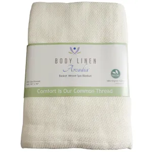 10 Pack Organic Cotton Basket Weave Massage Table Blanket by Body Linen, 100% Organic Cotton, 66 by 90 Inches, Pleasant Cream Color. Warm, Soft and Eco-friendly