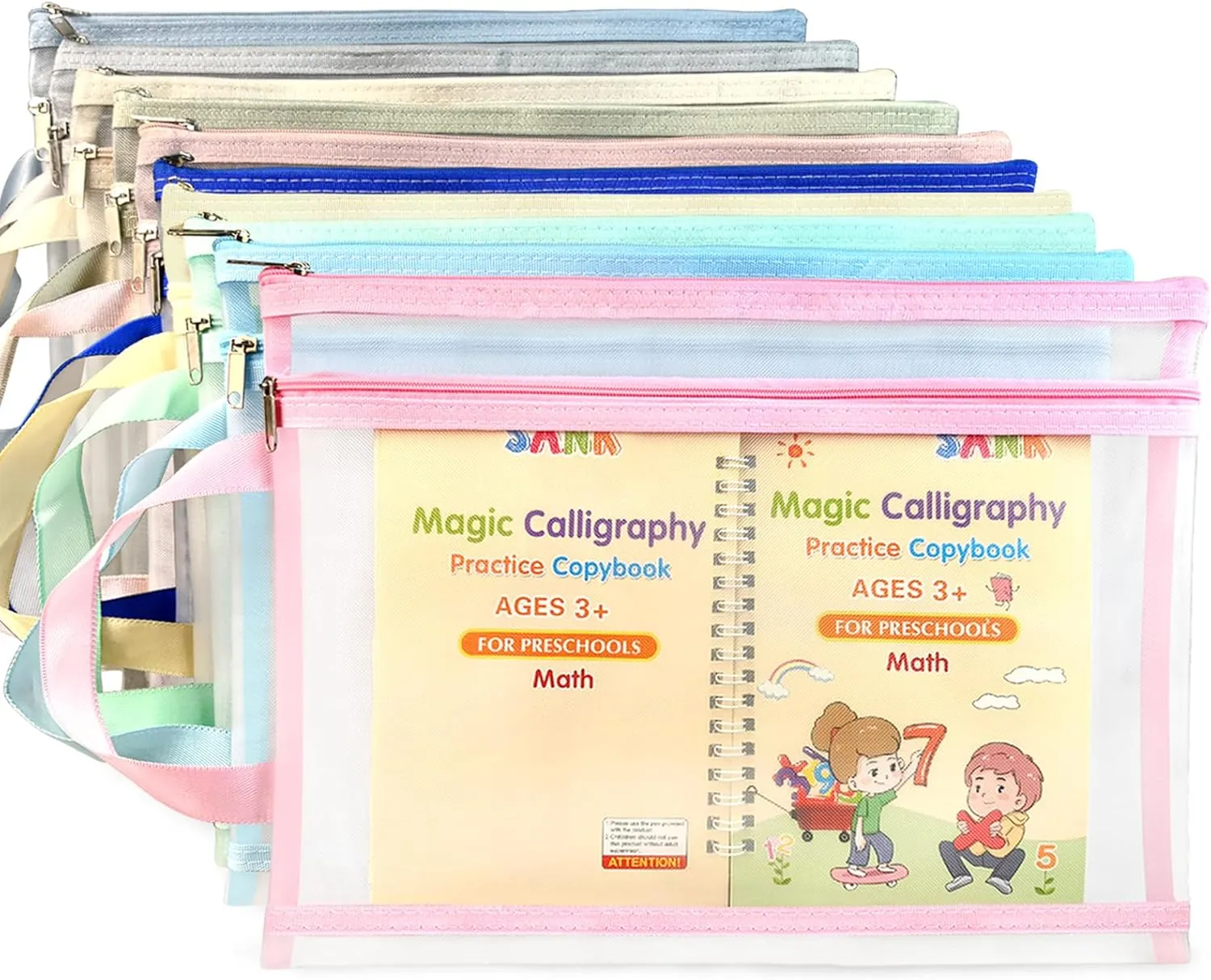 10 Pack Two Layers Mesh Zipper Pouch Bags, Puzzle and Toy Organizer Storage Bag with Breathable Nylon Mesh, A4 Clear Zipper Pouch with Handle for Playroom School Office Organization