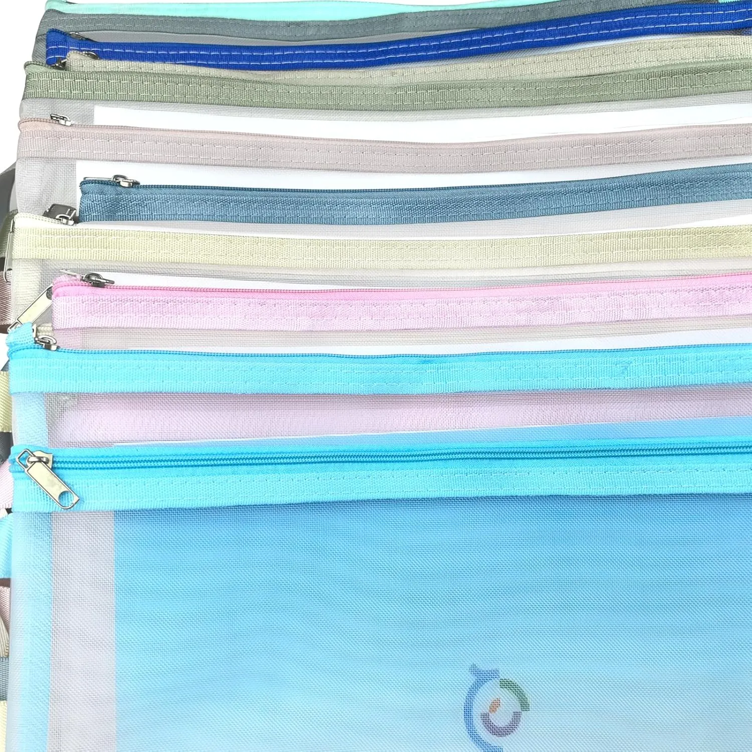 10 Pack Two Layers Mesh Zipper Pouch Bags, Puzzle and Toy Organizer Storage Bag with Breathable Nylon Mesh, A4 Clear Zipper Pouch with Handle for Playroom School Office Organization