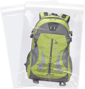 10 Pcs - 18" x 24" Suffocation Warning Self Seal Clear Plastic Poly Bags 1.6 Mil-Removable Adhesive