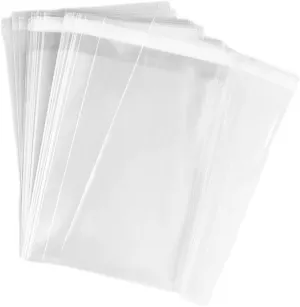100 Bags - 10" x 17" Crystal Clear Protective Closure Bags with Self Adhesive Flap - Clear Resealable Cello/Cellophane Bags Good for Bakery, Candle, Soap, Cookie Poly Bags, in 2.1Mil Thickness