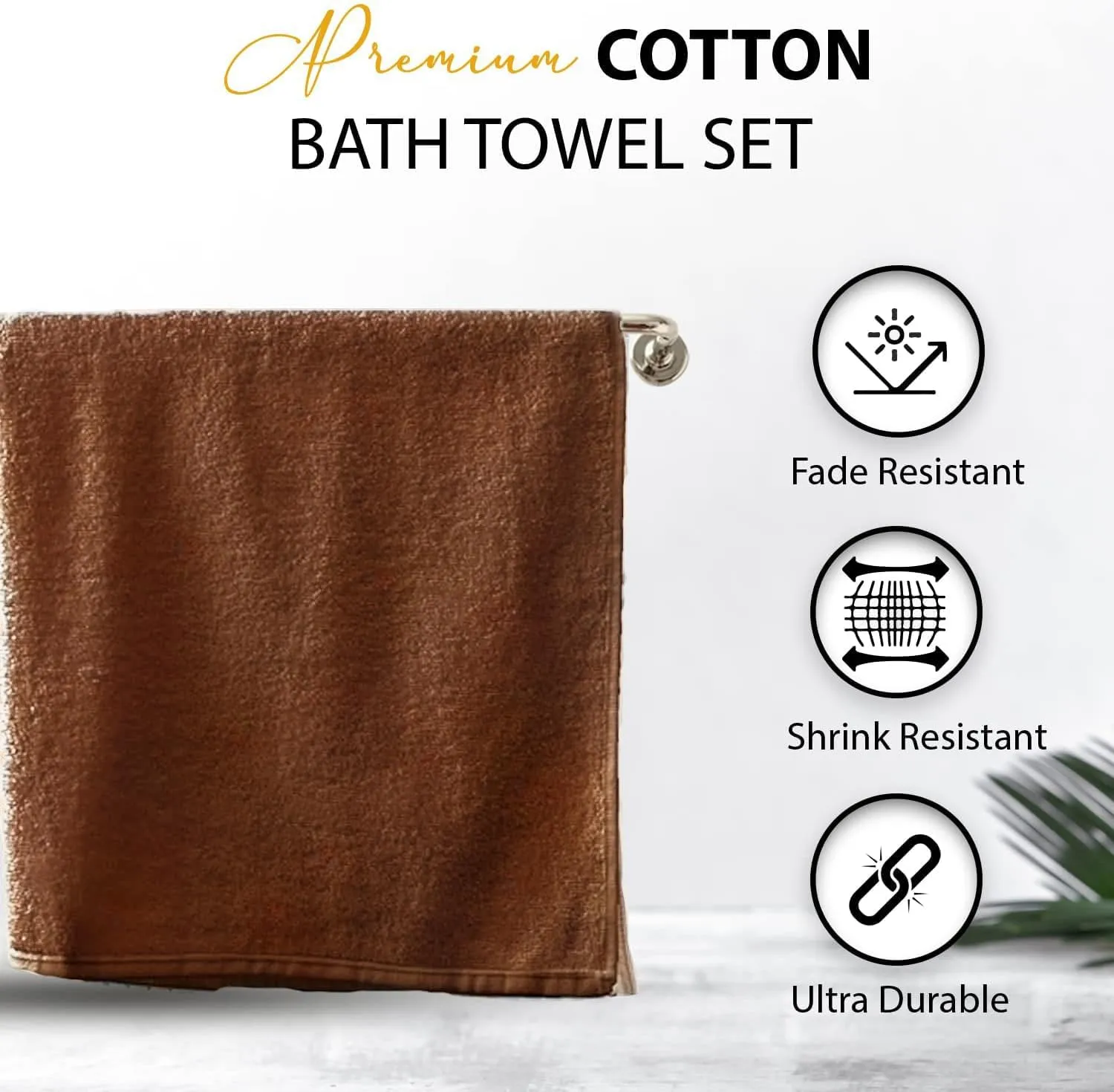 100% Cotton Bath Towels, 24x48 Pack of 6 Towels, Quick Dry, Highly Absorbent, Soft Feel Towel, Gym, Spa, Bathroom, Shower, Pool, Luxury Soft Towels (Brown, 24x48-6 Pack)