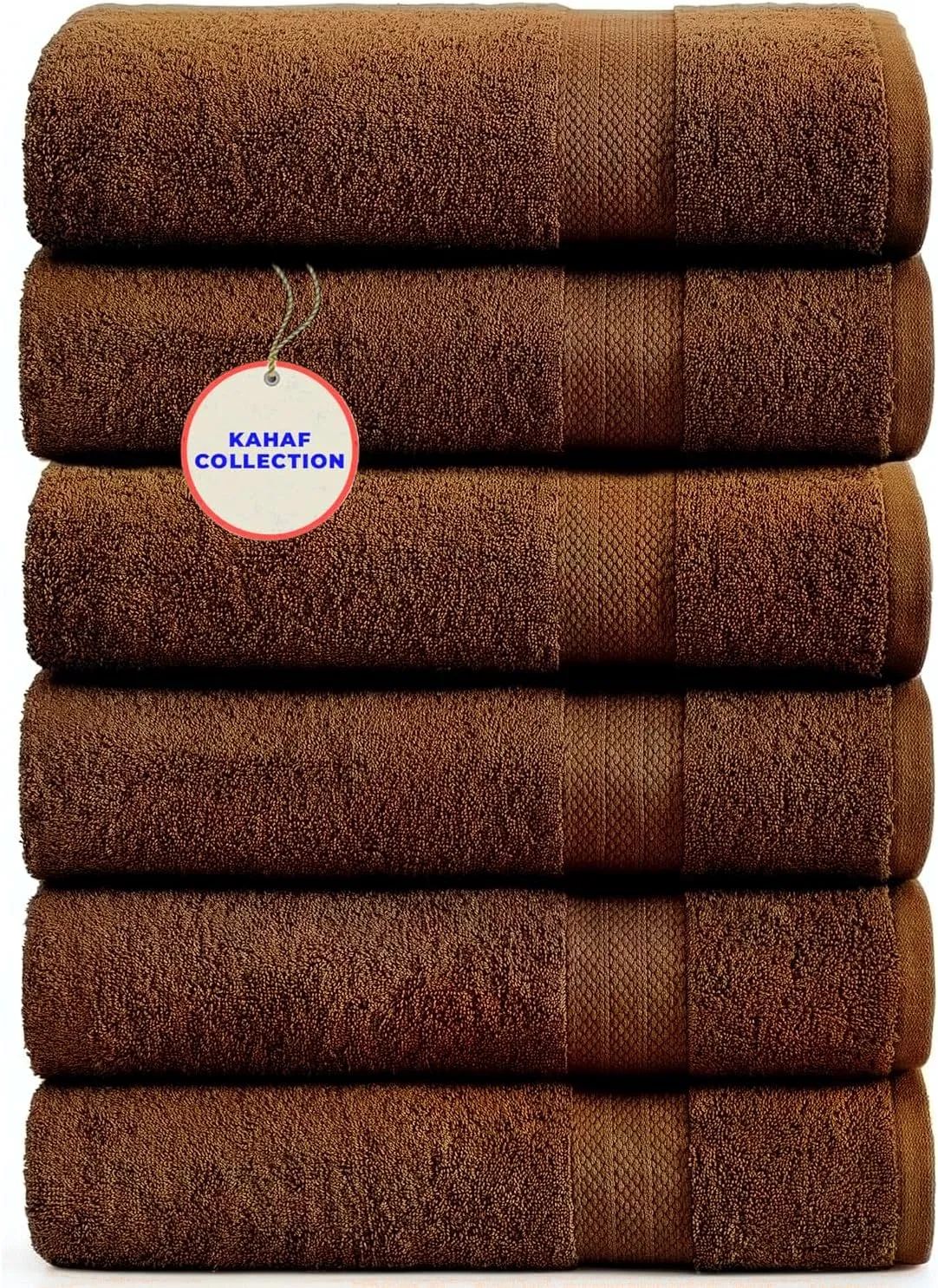 100% Cotton Bath Towels, 24x48 Pack of 6 Towels, Quick Dry, Highly Absorbent, Soft Feel Towel, Gym, Spa, Bathroom, Shower, Pool, Luxury Soft Towels (Brown, 24x48-6 Pack)