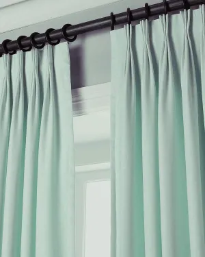 100% Linen Pinch Pleated Lined Window Curtain Panel Drape (Spa, 27" W X 96" L)