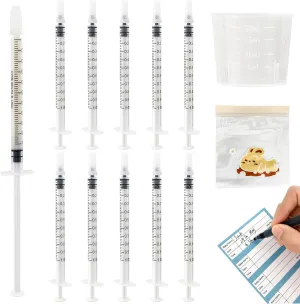 100 Sets 1mL Colostrum Collector Syringes, Colostrum Collection Kit 100 1mL Syringes with Cap, 1 Measuring Cup, 10 Storage Bags, 100 Labels