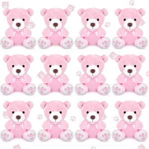 12 Pcs Mini Bears 4 Inch Small Bear Bulk for Baby Shower Tiny Plush Stuffed Animal Toys for Birthday Gender Reveal