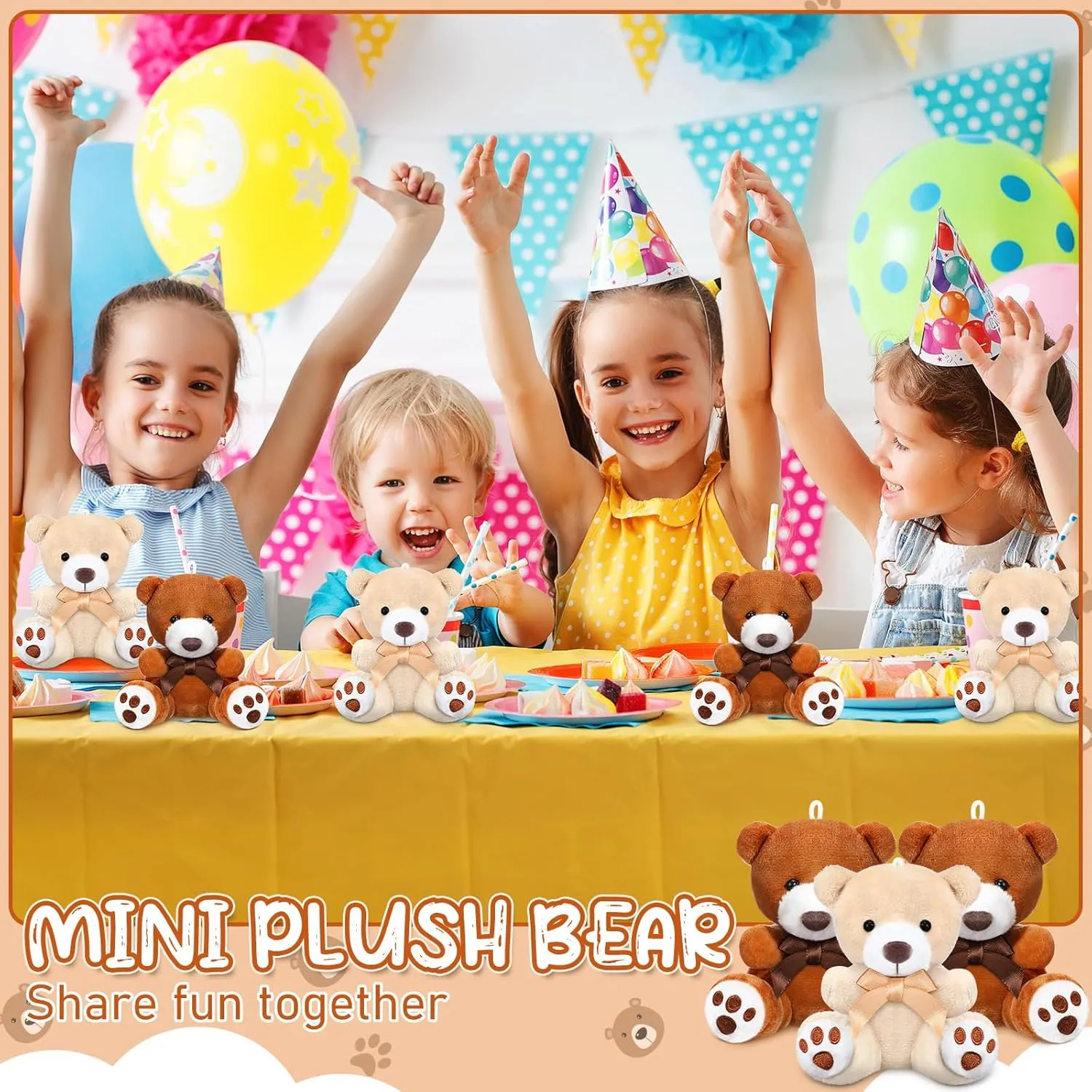 12 Pcs Mini Bears 4 Inch Small Bear Bulk for Baby Shower Tiny Plush Stuffed Animal Toys for Birthday Gender Reveal