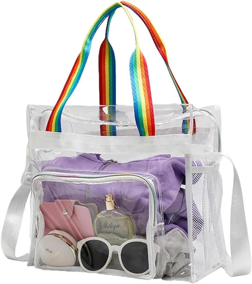 12x6x12 Stadium Bag - Clear Tote with Shoulder Strap, Stadium Approved for Concert, Work, Gym