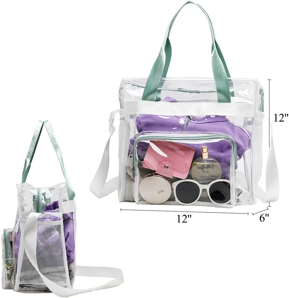 12x6x12 Stadium Bag - Clear Tote with Shoulder Strap, Stadium Approved for Concert, Work, Gym
