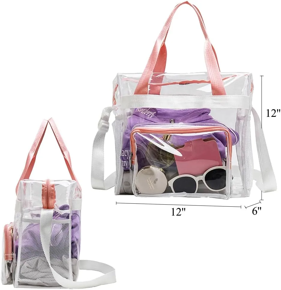 12x6x12 Stadium Bag - Clear Tote with Shoulder Strap, Stadium Approved for Concert, Work, Gym