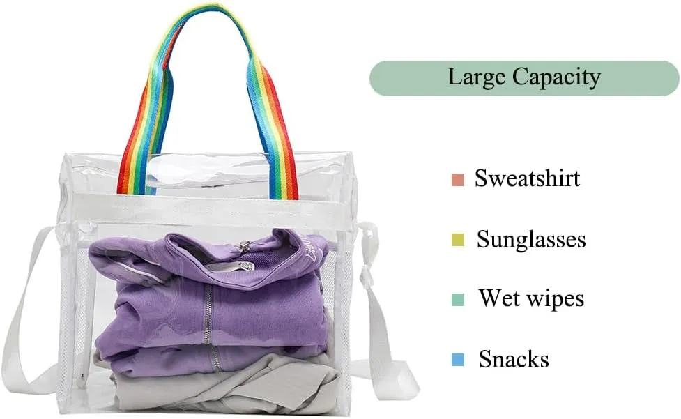12x6x12 Stadium Bag - Clear Tote with Shoulder Strap, Stadium Approved for Concert, Work, Gym