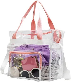 12x6x12 Stadium Bag - Clear Tote with Shoulder Strap, Stadium Approved for Concert, Work, Gym