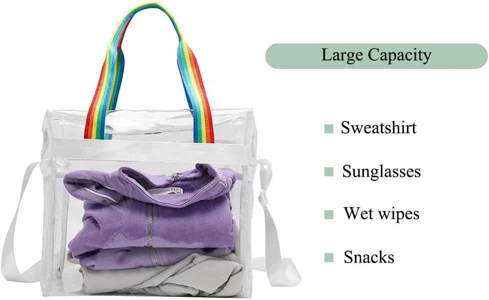12x6x12 Stadium Bag - Clear Tote with Shoulder Strap, Stadium Approved for Concert, Work, Gym