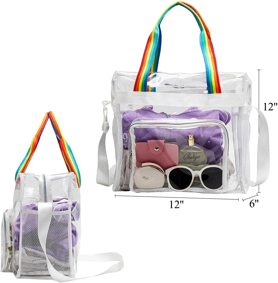 12x6x12 Stadium Bag - Clear Tote with Shoulder Strap, Stadium Approved for Concert, Work, Gym