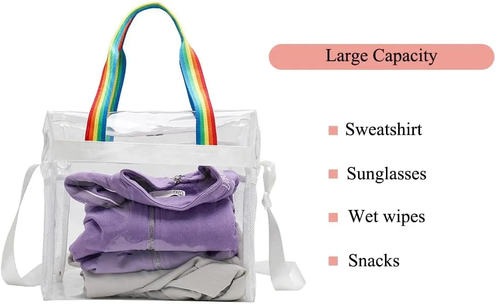 12x6x12 Stadium Bag - Clear Tote with Shoulder Strap, Stadium Approved for Concert, Work, Gym