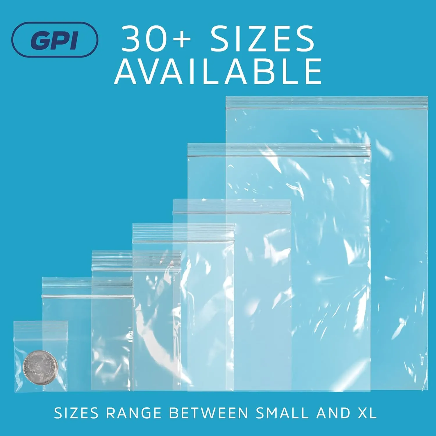 13" X 13" Clear Plastic Reclosable Zip bags, 500 Count, Large Bulk 2 Mil Thick Strong & Durable Poly Baggies with Resealable Zip Top Lock for Scrapbook, Travel, Storage, Packaging & Shipping-GPI