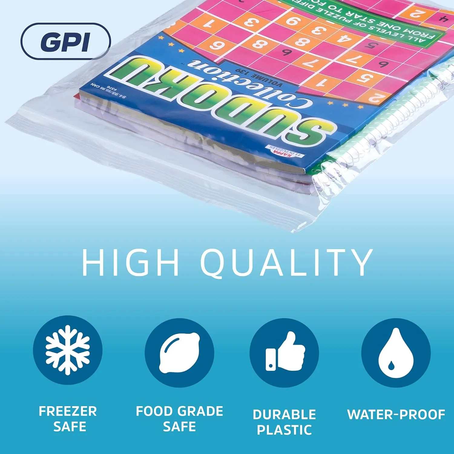 13" X 13" Clear Plastic Reclosable Zip bags, 500 Count, Large Bulk 2 Mil Thick Strong & Durable Poly Baggies with Resealable Zip Top Lock for Scrapbook, Travel, Storage, Packaging & Shipping-GPI