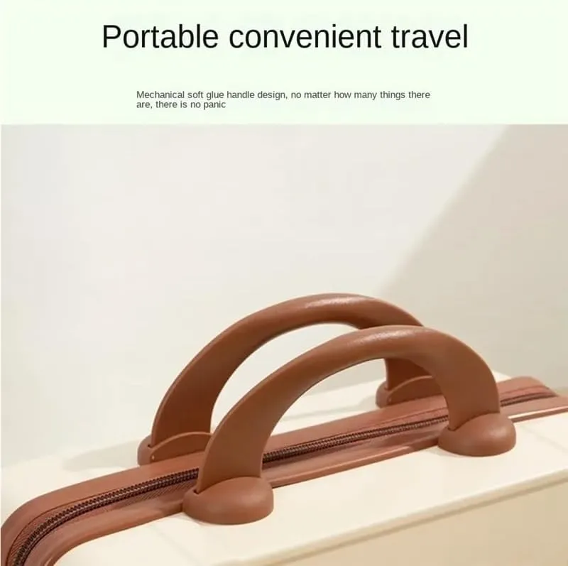 14 Inch Mini Travel Suitcase Cosmetic Box Hand Luggage Organizer Case Small Boarding Case with Password Lock Strap on Luggage(Green)