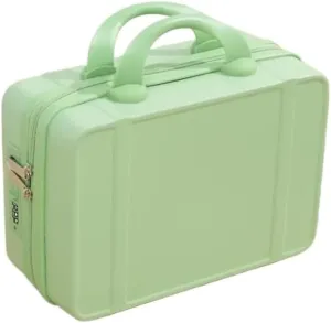 14 Inch Mini Travel Suitcase Cosmetic Box Hand Luggage Organizer Case Small Boarding Case with Password Lock Strap on Luggage(Green)