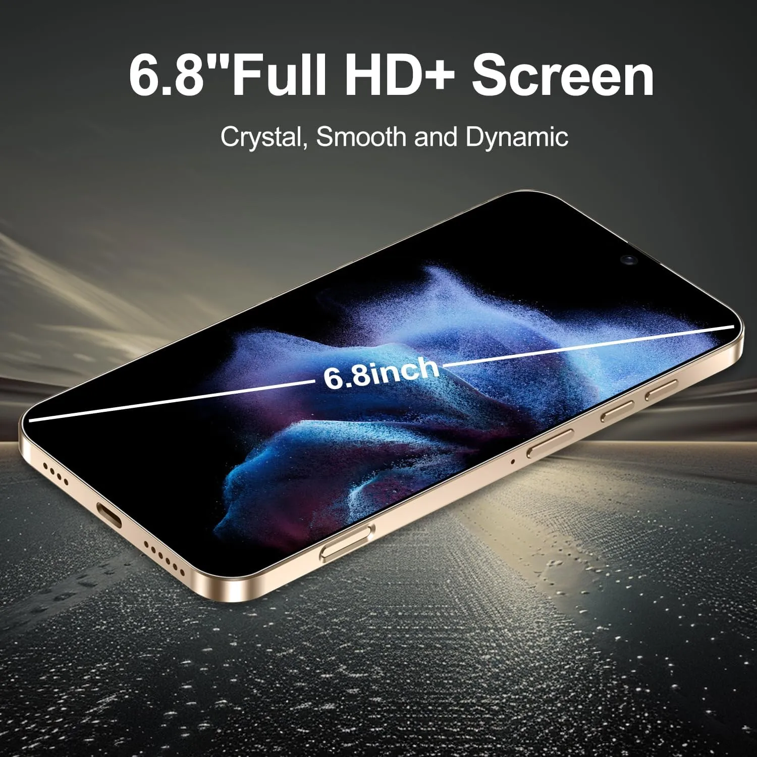 15 PROMAX 5G Unlocked Smartphone,12GB 512GB Fully Cell Phone for Android 14, 6.8" Unlocked Cell Phone, 6800mAh, 48MP 108MP Dual Camera/Dual SIM/Fingerprint Lock/Face (Desert Titanium)