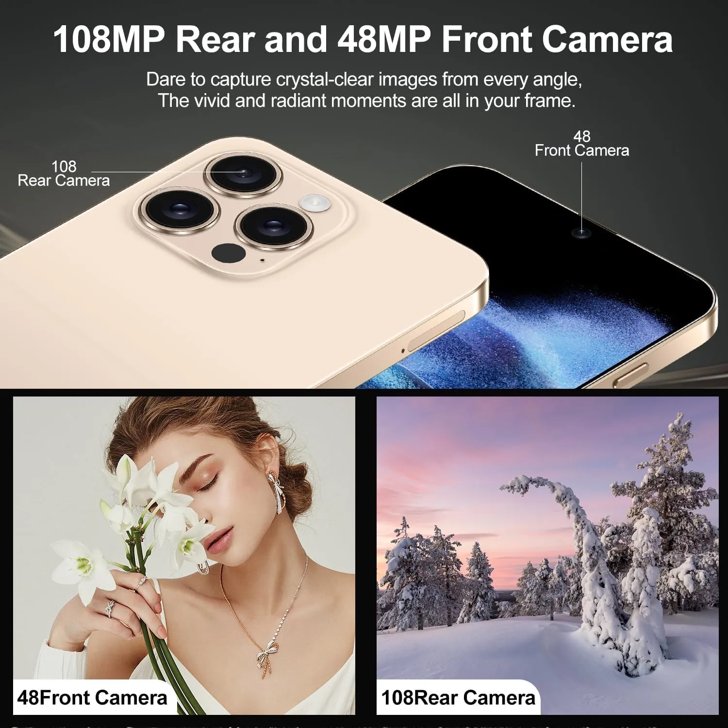 15 PROMAX 5G Unlocked Smartphone,12GB 512GB Fully Cell Phone for Android 14, 6.8" Unlocked Cell Phone, 6800mAh, 48MP 108MP Dual Camera/Dual SIM/Fingerprint Lock/Face (Desert Titanium)