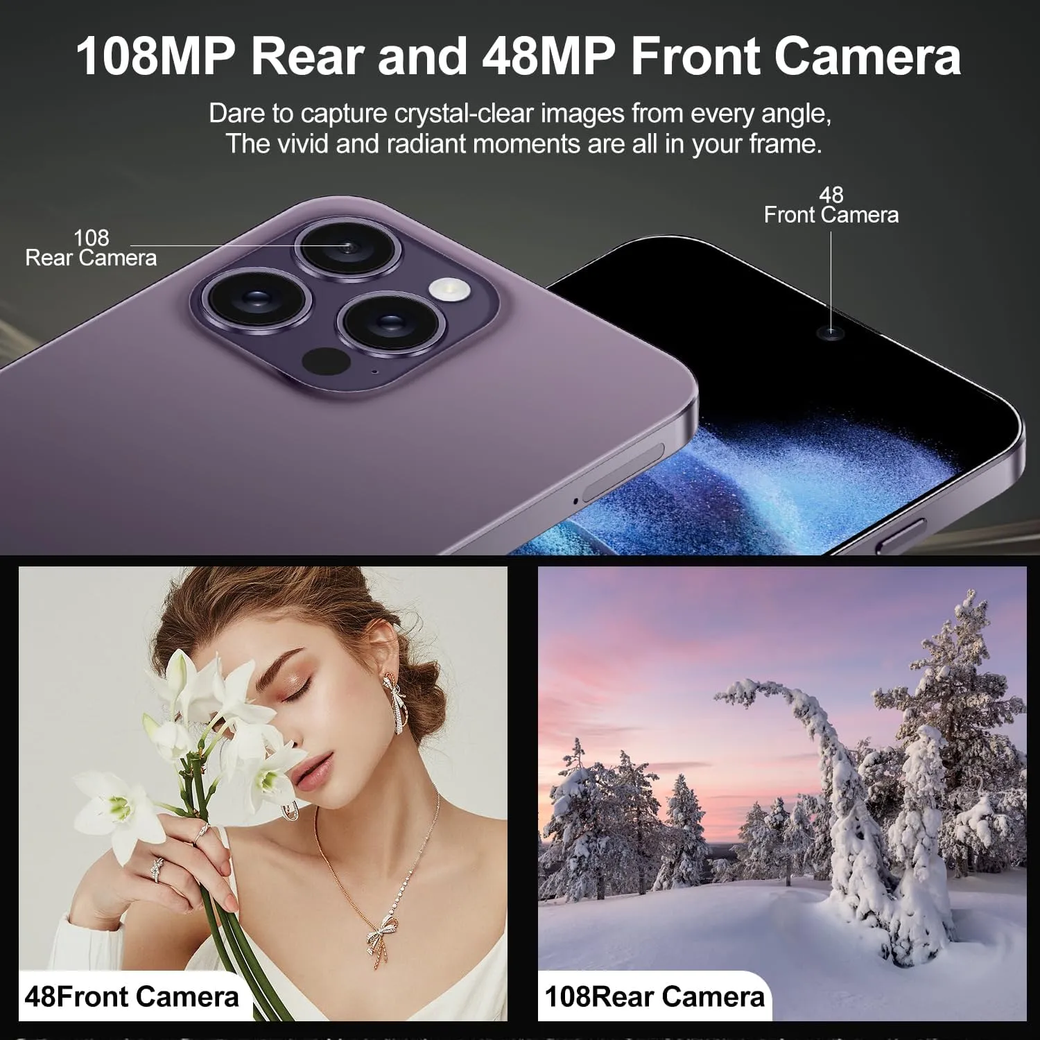 15 PROMAX5G Unlocked Smartphone,12GB 512GB Fully Cell Phone for Android 14, 6.8" Unlocked Cell Phone, 6800mAh, 48MP 108MP Dual Camera/Dual SIM/Fingerprint Lock/Face (Purple)