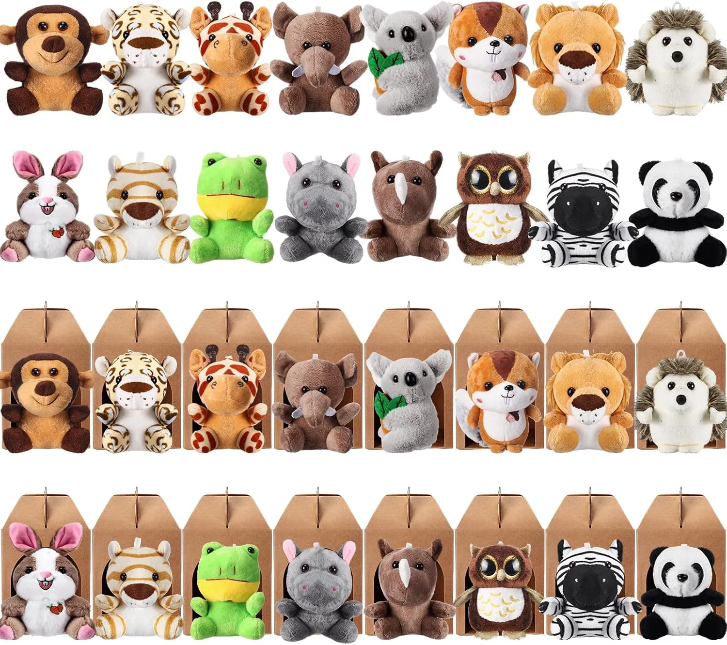 16 Sets Stuffed Animals Bulk Mini Plush Forest Animals Bulk Adopt a Pet Party Favors Jungle Safari Stuffed Toys with Paper Boxes for Pet Theme Birthday Party Favors