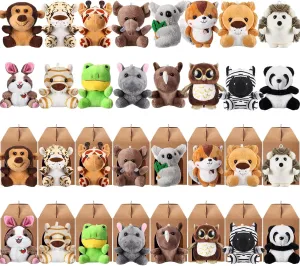 16 Sets Stuffed Animals Bulk Mini Plush Forest Animals Bulk Adopt a Pet Party Favors Jungle Safari Stuffed Toys with Paper Boxes for Pet Theme Birthday Party Favors