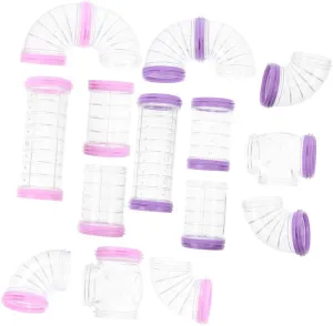 16Pcs Hamster Tube Kit DIY Adventure Tunnel Accessories for Hamster Cage Safe Expandable Connection Plates for Playtime and Exploration Compatible with Various Cage Styles