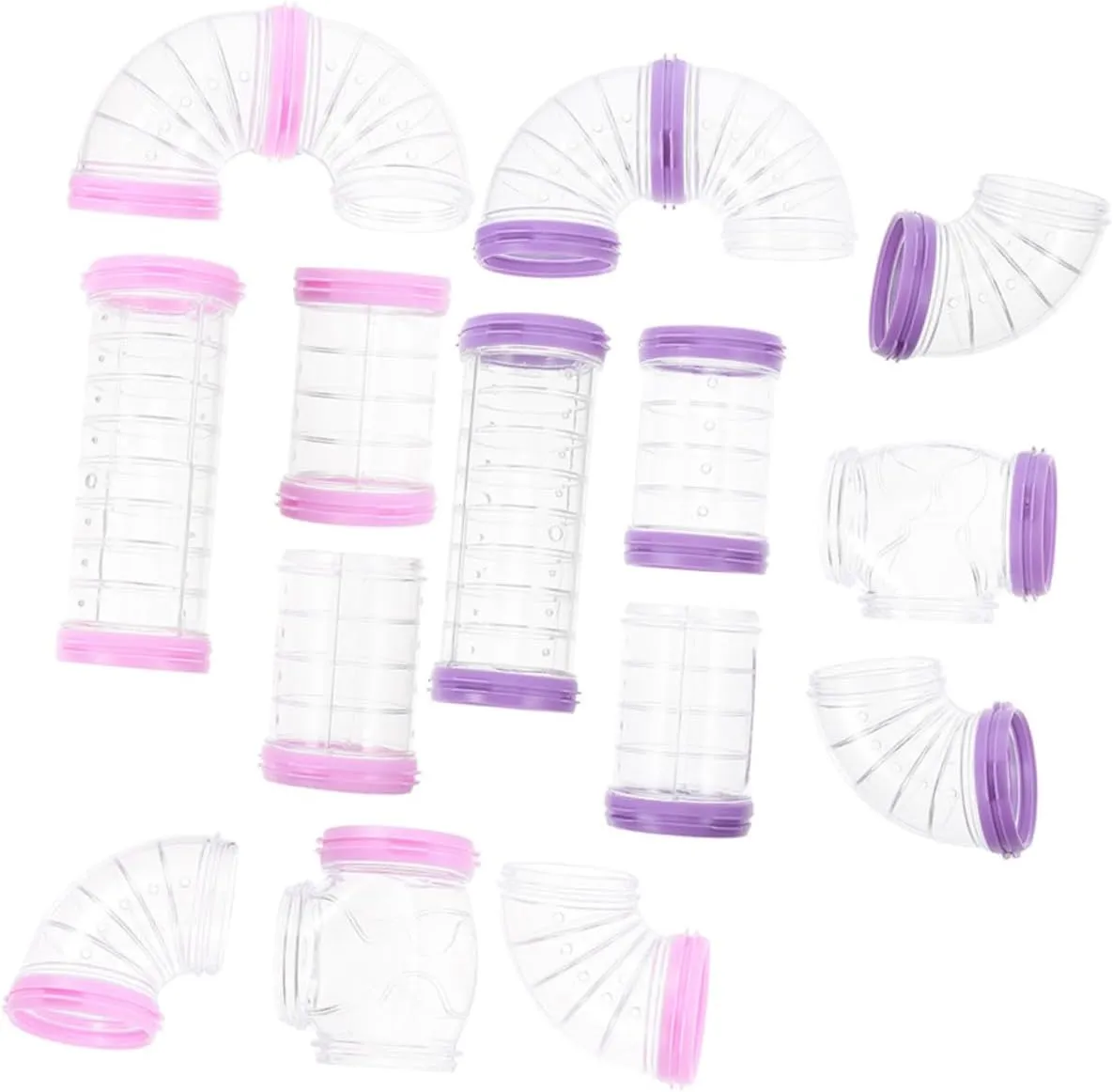 16Pcs Hamster Tube Kit DIY Adventure Tunnel Accessories for Hamster Cage Safe Expandable Connection Plates for Playtime and Exploration Compatible with Various Cage Styles