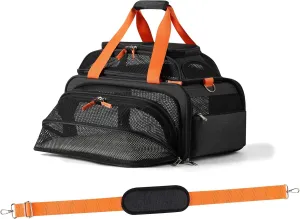 17x12x8.3 TSA Approved Expandable pet Carrier for Extra-Small Dog Under 6 lbs,Small-Medium cat Under 8 lbs,for jetblue and Other Airlines only Have 8.5'' Height Space underseat