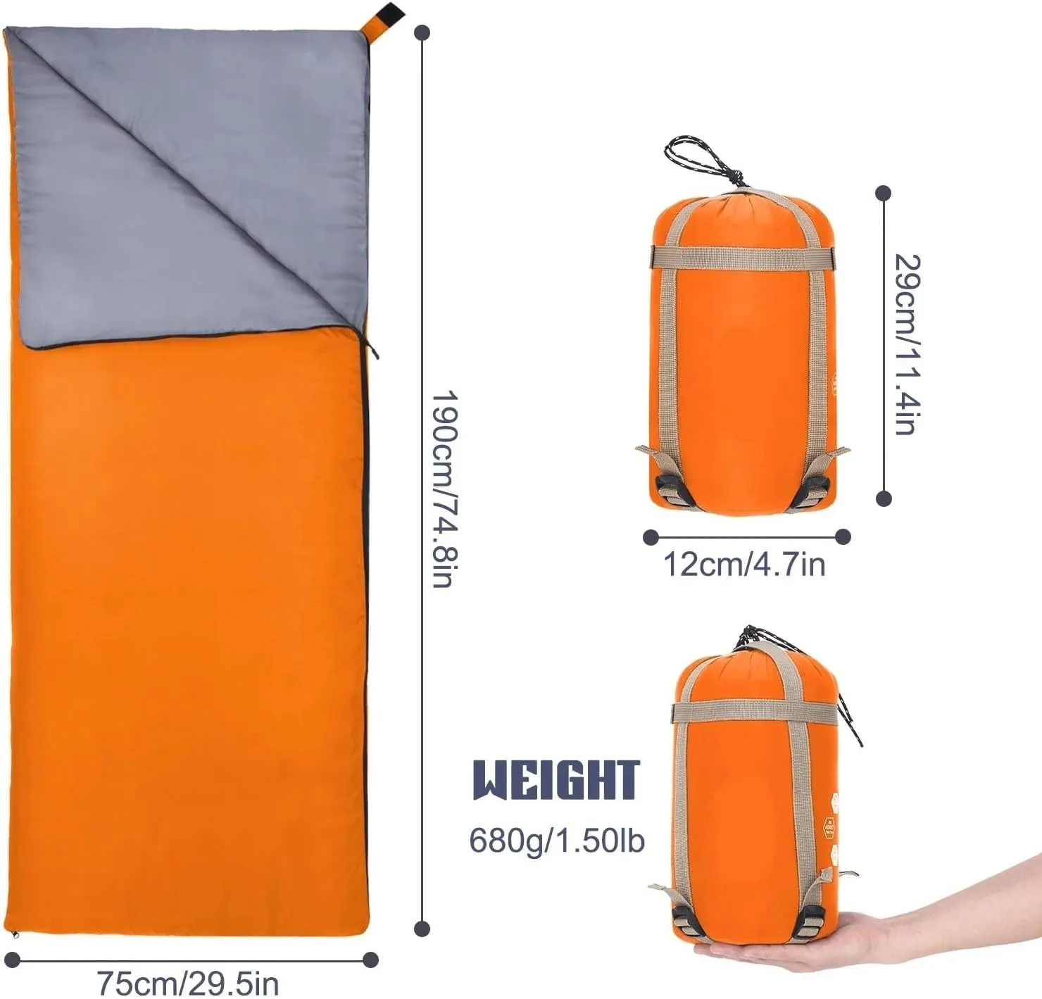 190 * 75cm Envelope Sleeping Bag Adult Camping Outdoor Mini Walking Beach Sleeping Bags Ultralight Travel Spring Autumn