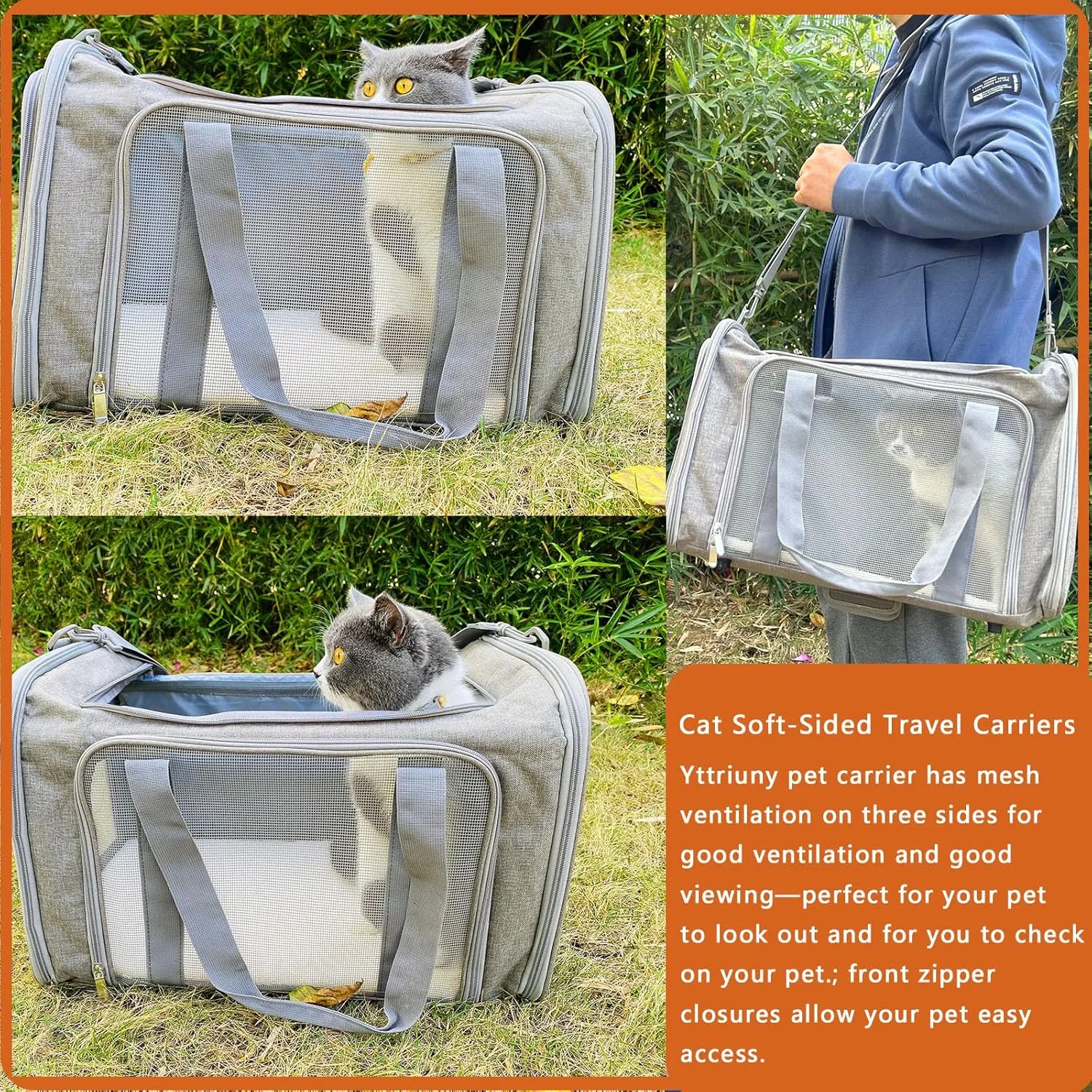 19×13×13 Inches Cat, Dog Carrier for Small Medium Puppies up to 25 Lbs,Soft-Sided Travel & Airline Approved Pet Carrier,Breathable & Foldable Design for Daily Use & Pet Care with Foldable Bowl