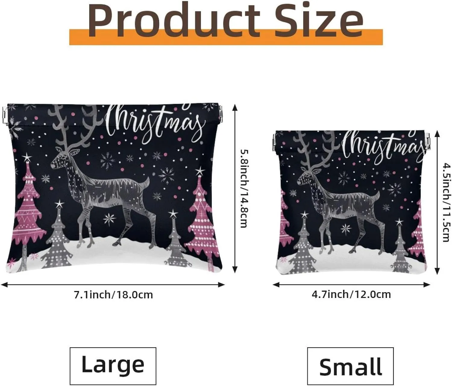 2 Pack Faux Leather Makeup Bag for Purse, Small Makeup Pouch for Purse, Mini Makeup Bag, Mini Pocket Makeup Bag for Lipstick, Christmas Elk Tree Snowflake