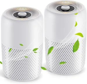 2 Pack YARIKI Air Purifiers for Bedroom with Essential Oil Diffuser,Small Air Purifier with Nightlight Speed Control,24dB Low Noise for Better Sleep,For Home Pet Room Apartment Kitchen,P60 (White)
