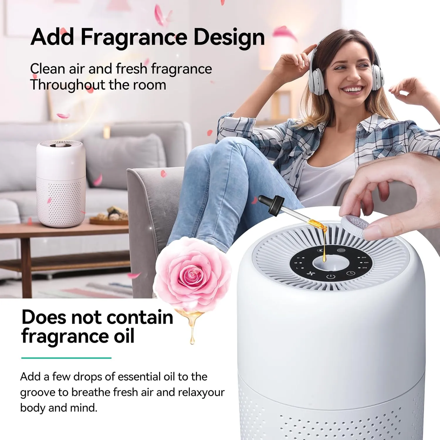 2 Pack YARIKI Air Purifiers for Bedroom with Essential Oil Diffuser,Small Air Purifier with Nightlight Speed Control,24dB Low Noise for Better Sleep,For Home Pet Room Apartment Kitchen,P60 (White)