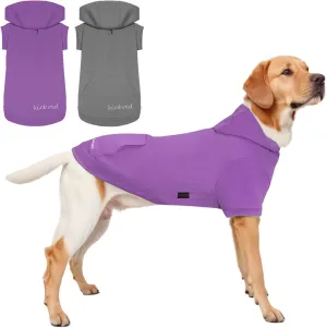2 Pieces Basic Cotton Dog Hoodie Sweater, Soft Pet Clothes Dog Sweatshirts, Dog Outfit Coat Pullover with Pocket and Leash Hole for Small Medium Large Dogs Dark Grey & Purple/Sleeved(XX-Large)
