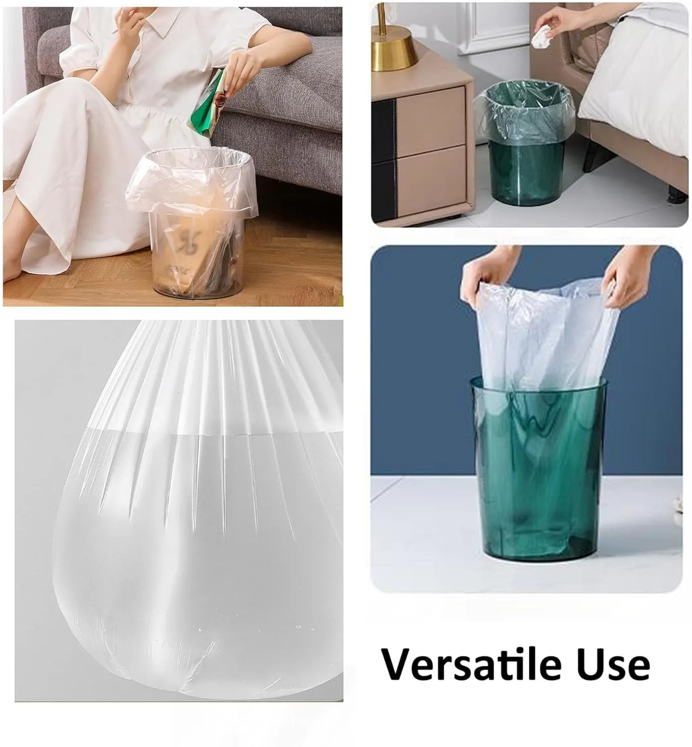 200 Count Clear 4 Gallon Garbage Bags - Strong, Leakage-Free, Unscented Thick for Bathroom, Office, Kitchen Waste Basket & Small Trash Can