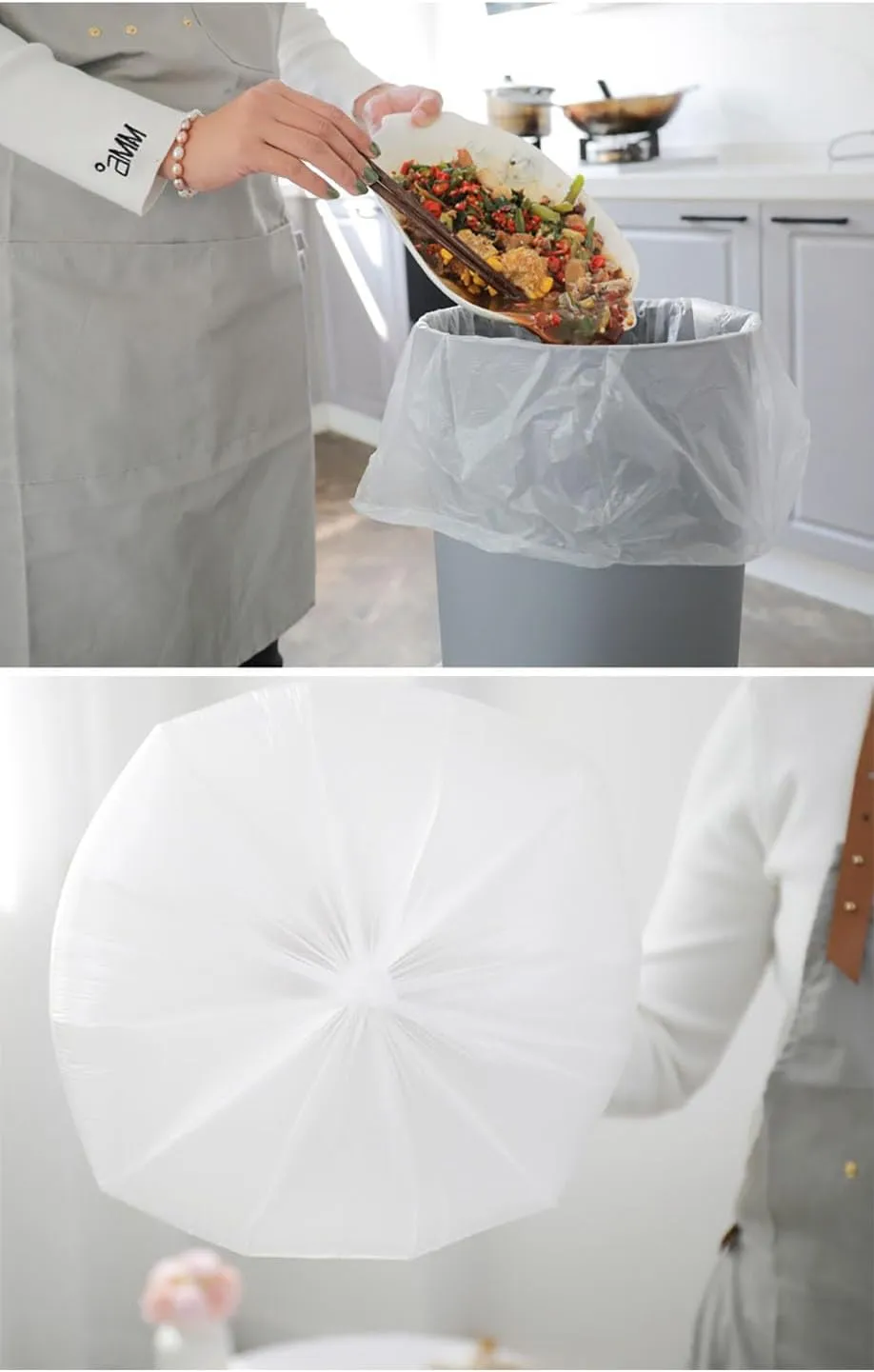 200 Count Clear 4 Gallon Garbage Bags - Strong, Leakage-Free, Unscented Thick for Bathroom, Office, Kitchen Waste Basket & Small Trash Can