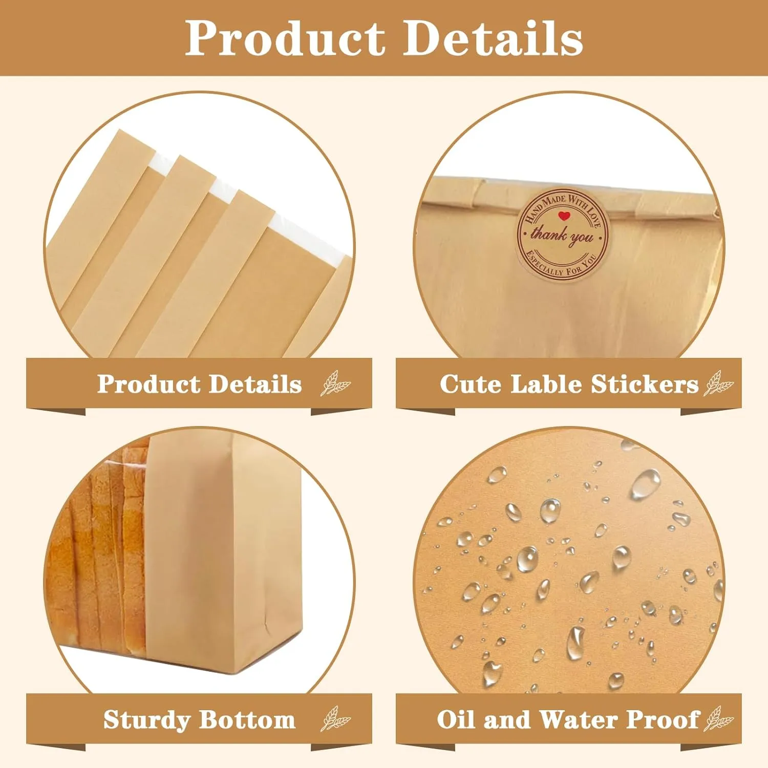 200 Pcs Kraft Sourdough Bread Bags with Window, bread Bags for Homemade Bread, Bakery Bag for Storage Packaging - Large Sourdough Bag (13.7 * 8.2 * 3.5 in) - 200 Pcs Thank You Bonus Label Stickers
