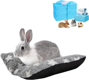 20Pcs Rabbit Pee Pads, Pet Toilet/ Potty Training Pads & L Rabbit Guinea Pig Snuggle Bed for Indoor Small Animals