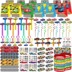232PCS Race Car Birthday Party Favors Decorations Supplies Goodie Bag Stuffer Pinata Filler, Cars Themed Favors for Wheel Birthday Decorations