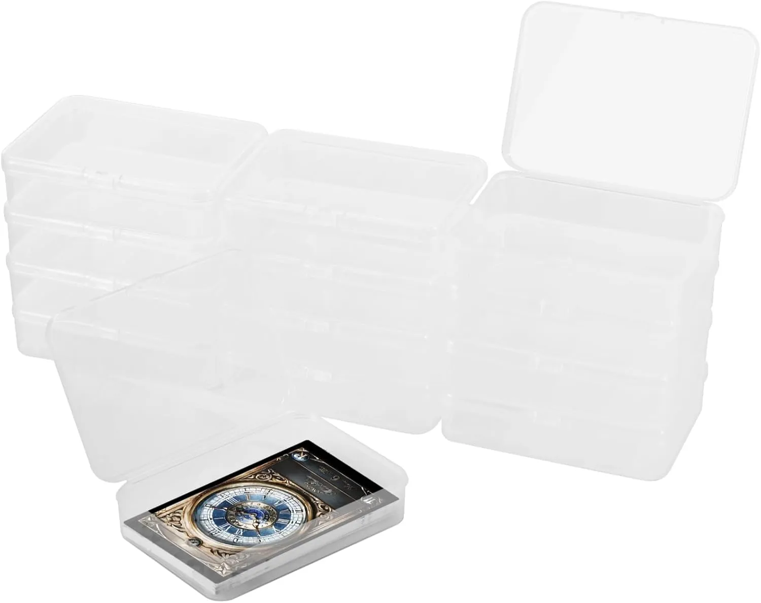 24 PCS Clear Plastic Playing Card Boxes, Snap Closed Card Deck Case, Empty Clear Poker Holder, Gaming Cards Storage Organizer, Trading Card Box, Transparent Plastic Box for Bank Business Cards