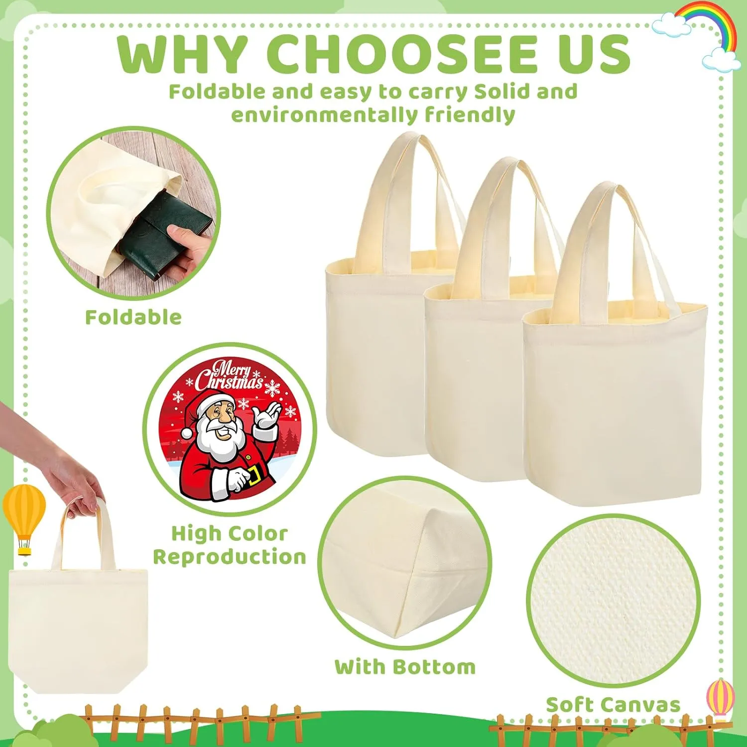 24 Pcs Mini Canvas Tote Bags Small Tote Bags Bulk Reusable Gift with Handles for Crafts DIY Grocery, 9 x 8 x 4 Inches