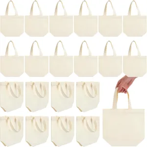 24 Pcs Mini Canvas Tote Bags Small Tote Bags Bulk Reusable Gift with Handles for Crafts DIY Grocery, 9 x 8 x 4 Inches